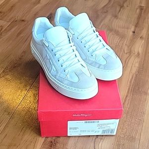 Salvatore Ferragamo White Gancini Sneakers